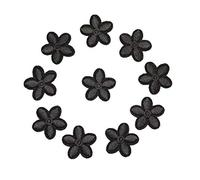 SUNMOVE 10PCS Plum Blossom Embroidery Sew On Iron On Patch Badge Jacket Jeans Clothes Fabric Applique DIY (Dark Gray)