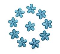 SUNMOVE 10PCS Plum Blossom Embroidery Sew On Iron On Patch Badge Jacket Jeans Clothes Fabric Applique DIY (Sky Blue)