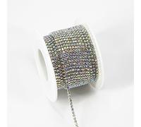 SUNMOVE 11 Yards 2MM Crystal Rhinestone Trim, Close Chain Trim,Rhinestone Strips for Sewing Crafts Ideal Wedding Party,Jewelry Making, Shoe Charms