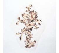 SUNMOVE Embroidery Sequin Lace Applique Sewing Flower Fabric Collar Patch for Wedding Gown Dress Bridal DIY Crafts(Champagne)