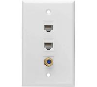 sunn Ethernet Coaxial Wall Plate, 2 Port Cat6 RJ45 and 1 Port F Type Connection Coaxial Socket Socket Wall Plate
