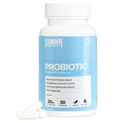 SUNNA SUPPLEMENTS Probiotic Capsules - 20 Billion CFU with Prebiotic Inulin - Bifidobacterium & Lactobacillus - Daily Gut Microbiome Support - 30 Capsules