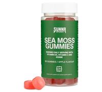 SUNNA SUPPLEMENTS Sea Moss Gummies with Vitamin C, D3 and Iodine - High Strength Seamoss 5000mg for Daily Wellness - Vegan, Halal, Gelatin-Free - Apple Flavour - 60 Gummies