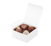 Sunnda 40 Pack 4x4x2 White Small Gift Boxes - Food Grade Cardboard Treat Boxes for Candy, Fudge, Cookies - Small Square Boxes for Ornaments, Jewelry Trinkets, Party Favors, Small Business Packaging