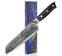 Sunnecko 7 Inch Damascus Santoku Knife Professional | Kitchen Knife with Damascus VG10 Steel Blade and G10 Handle Chef Knife