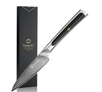 Sunnecko Damascus Paring Knife 3.5 Inch, Fruit Knife with 67-Layers Damascus Steel VG-10 Blade, Peeling Knife with Inlaid Handle Small Kitchen Knives for Cutting Fruit