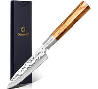 Sunnecko Paring Knife for Fruit - 4.5 Inch Small Kitchen Knives with Japanese High Carbon Steel 440C Blade Fruit Knife, Utlity Knives with Olivewood Handle for Peeling Fruit