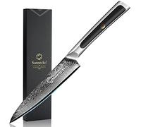 Sunnecko Utility Knife 5 inch - Sharp Paring Knife with Damascus Steel VG10 Blade, Fruit Knife with Ergonomic Full Tang Handle Small Kitchen Knives