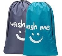 SUNNEE 2 Pack XL Wash Me Travel Laundry Bag, Machine Washable Dirty Clothes Organizer, Large Enough to Hold 4 Loads of Laundry, Easy Fit a Laundry Hamper or Basket