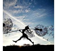 SUNNEE Garden Fairy Silhouette, Fairy Holding Dandelions Stake Metal Art Elf Silhouette Ornament Sculpture for Outdoor Garden Lawn Yard, Faries and Dandelions Decor (Long Travel)