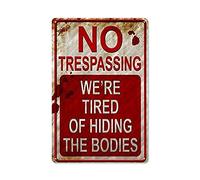 SUNNEE Halloween Funny Metal Sign Vintage Cool No Trespassing Bar Home Decor Yard Signs