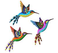 SUNNEKO 3 PCS Large Metal Hummingbird Garden Ornaments Outdoor, Metal Wall Art Big Hummingbird Decorations for Outside Garden Shed Fences Yard Decorations Wall Hanging