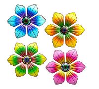 SUNNEKO Flower Wall Art Decoration Ornaments Indoor Outdoor Garden Yard Wall Hanging Sheds Walls Fences, Set of 4Pcs