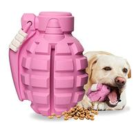 SUNNEKO Indestructible Dog Toys for Large Medium Dogs - Interactive Treat Dispensing Dog Toy - Tough Dog Chew Toys for Boredom - Durable Rubber Chew Ball for Extreme Chewers (Pink)