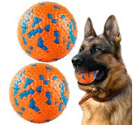SUNNEKO Pack of 2 indestructible dog balls, tennis balls for dogs that chew aggressively, safer for the mouth, for large, medium, small puppies, training catch and throw, orange