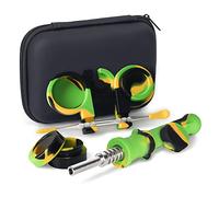 SUNNEKO Silicone Honeybee Vapor Straw Kit, Dab Straw & Oil Rigs Bowls Collector, Titanium Tip, 6.5” Silicone Wax Carving Travel Tools Kit with Travel Case (Yellow & Black)