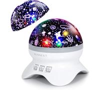 SUNNEST Baby Night Light Kids Projector, Starry Sky Lights Lamp 360 Degree Rotating Space and Ocean Themes with 8 Lighting Modes, Star Projector Gifts for Boys and Girls - White