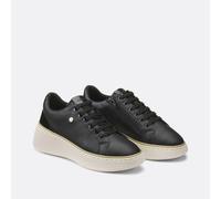 Sunnetty Leather Wedge Trainers Black