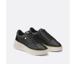 Sunnetty Leather Wedge Trainers Black