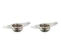 Sunnex 11209 Stainless Steel Tea Strainer with Drip Bowl, Silver (Pack of 2)