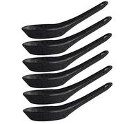 Sunnex Set of 6 Vitrified Porcelain Chinese Soup Spoons, Speckled Black | 13.5cm Ramen & Soup Spoon Set of 6 | Asian Cooking Equipment, Japanese Canape Spoon | Oven, Microwave & Dishwasher-Safe Spoons