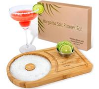 Sunnij's Kitchen Essentials Margarita Salt Rimmer Set for up to 6'' Rims - Bamboo 'Let's Celebrate Today' Wood w/Bowl & Room Accessories- Sugar Cocktails