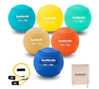 SunNordic 6 Pack Seams Plyometric Weighted Baseball Set (3.5-16/35/53/70 oz) - Variable Weight Plyo Baseballs for Improved Power & Pitching Training - for All Skill Levels