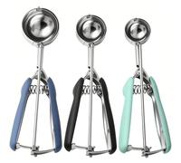 SUNNORN Cookie Scoop set, Cookie Scoops for Baking Set of 3, Size #60/ #40/ #20, Cookie Dough Scoop, Non-Slip Grip, Blue/Black/Mint Handle, For Cookies Muffin Cupcake Meatball Ice Cream