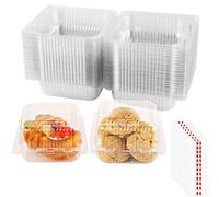 SUNNOW 100 Pcs Cake Slice Boxes, 5.3 Inch Clear Cake Boxes with Sealing Stickers Square Individual Cupcake, Cake Boxes for Cake Portions, Muffins, Salad, Cheese