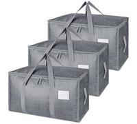 SUNNOW 3 Pack 90L Large Moving Bags, Waterproof Clothes Storage Bags Large Storage Bag with Zips for Clothes Storage Moving Travelling Camping Garden Tools Moving Totes Christmas Storage Containers