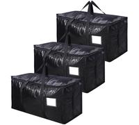SUNNOW 3 Pack 90L Large Moving Bags, Waterproof Clothes Storage Bags Moving Totes Black