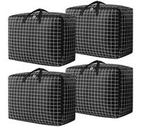 SUNNOW 4 Pcs 105L Moving Bag, Large Storage Bag with Zips for Clothes Bedding Duvet Quilt Blankets Waterproof Moving Totes Christmas Storage Containers