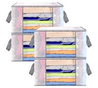 SUNNOW 4 Pcs 80L Clear Clothes Storage Bags, Under bed Storage Box with Zip for Toys Blankets Duvet Clothes Christmas Decor