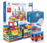 SUNNY AUNTIE Magnetic Tiles 138 PCS+ Bonus Zippered CASE, Magnetic Tiles for Kids Toy for 3 4 5 6 7 8 Year Old Boys & Girls, XL SET