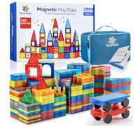 SUNNY AUNTIE Magnetic Tiles 240 PCS+ Bonus Zippered CASE, Magnetic Tiles for Kids Toy for 3 4 5 6 7 8 Year Old Boys & Girls, Great Gift for Kids Aged 3-8, XL SET