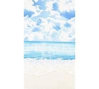 Sunny Beach Scene Peaceful Blue sea Clouds Yellow Sand Timeless Treasures Summer Panel Fabric USA
