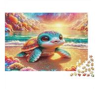 Sunny Beach Turtle paper puzzle 1000 pieces for adults brain training Sea Life jigsaw for wall decor relaxation gift 38x26cm/1000pcs