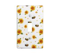Sunny Bee Light Switch Cover Plates/Outlet Covers, Bright Yellow Sunflowers for Spring Decor, Thermoplastic Wall Plates, Standard Size Single Toggle