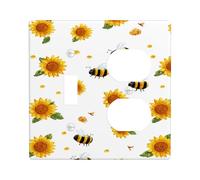Sunny Bee Light Switch Cover Plates/Outlet Covers, Bright Yellow Sunflowers for Spring Decor, Thermoplastic Wall Plates, Standard Size Toggle Duplex