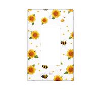 Sunny Bee Light Switch Cover Plates/Outlet Covers, Bright Yellow Sunflowers for Spring Decor, Thermoplastic Wall Plates, Standard Size Single Rocker