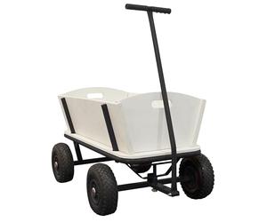 SUNNY Billy Beach Wagon/Made of natural wood | With pneumatic tyres in black | 34 x 24 x 38 inch