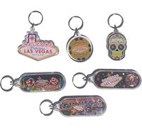 Sunny Bourne Las Vegas Souvenir Keychain Collection, Iconic Las Vegas Sign, Poker Chip, Lucky Penny, Set of 6, 3 inch, Multicolor, 2"