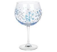 Sunny By Sue Christmas Blue and Silver Snowflake Decorated Gin Balloon Glass