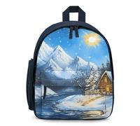 Sunny Cabin Under The Snow Small Backpack Cute Mini Shoulder Bag 12.6 × 9.4 × 5.9 Inches Daypack