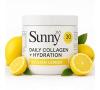 Sunny Collagen & Electrolytes Powder Blend Drink | 2 in 1 | Daily Supplements | Advanced Hydration + Vitamins & Mineral Complex | Supports Recovery, Skin & Joints | Lemon Flavour | 30 Servings