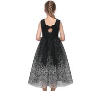 Sunny Fashion Girls Dress Black Velvet Starry Dot V Back Tulle Concert Formal Evening Special Age 6 Years