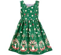 Sunny Fashion Girls Dress Christmas Reindeer Gingerbread Man Petal Collar Green Age 8 Years