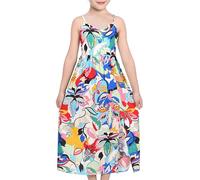 Sunny Fashion Girls Dress Floral Tropical High Slit Strap Summer Sundress Beach Holiday Age 12 Years