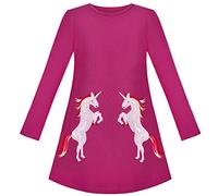 Sunny Fashion Girls Dress Fuchsia Rose Unicorn Sequin Embroidered Long Sleeve Age 3 Years