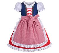 Sunny Fashion Girls Dress Maid Lace Apron German Dirndl Bavarian Oktoberfest Age 3 Years Red